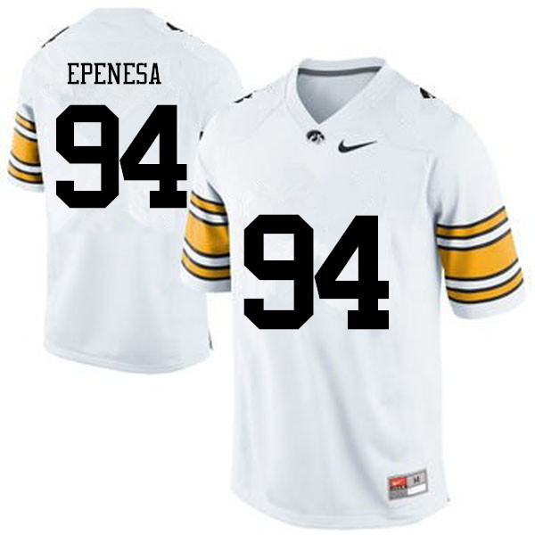 Men Iowa Hawkeyes #94 A.J. Epenesa College Football Jerseys-White - Click Image to Close
